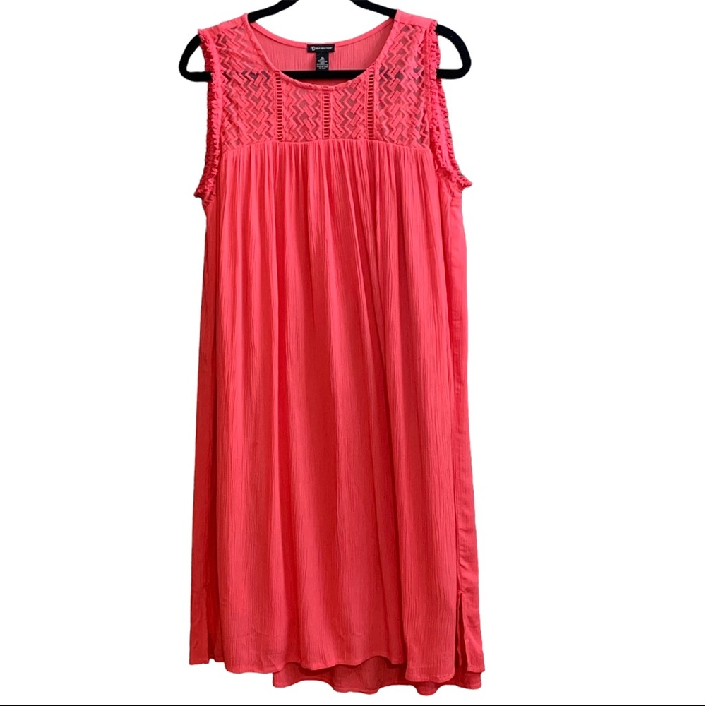 New Directions coral Sleeveless embroidered sundress Size XL